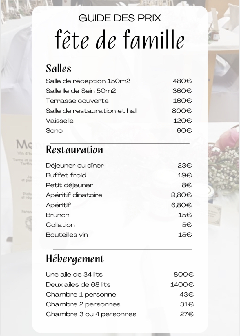 Menu Fête de famille